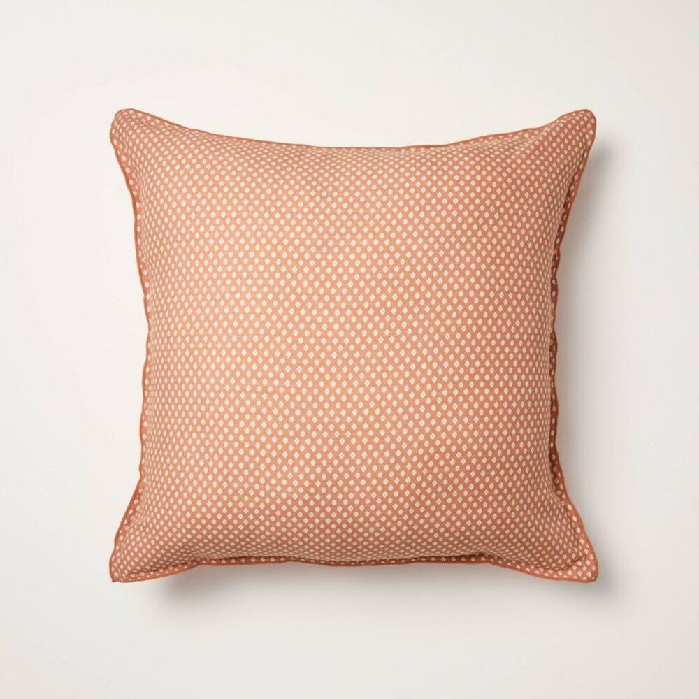 26"x26" Block Pattern Euro Square Throw Pillow Rust -